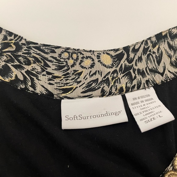 Soft Surroundings Womens Maxi Dress Animal Print Black Lined Tiered Size Large - Picture 6 of 15